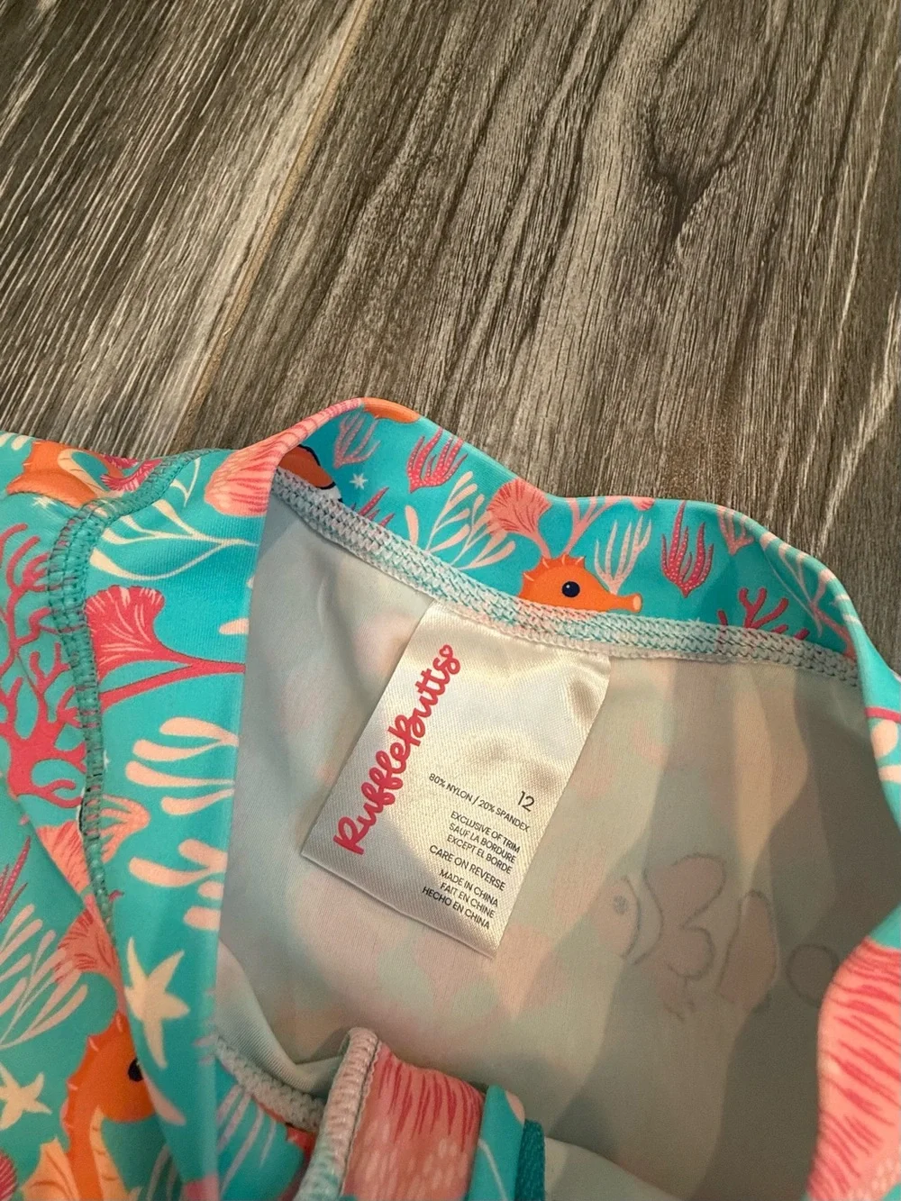 Kids Long Sleeve Rash Guard Swim Set in Teal & Coral